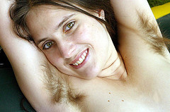 woman with hairy armpits